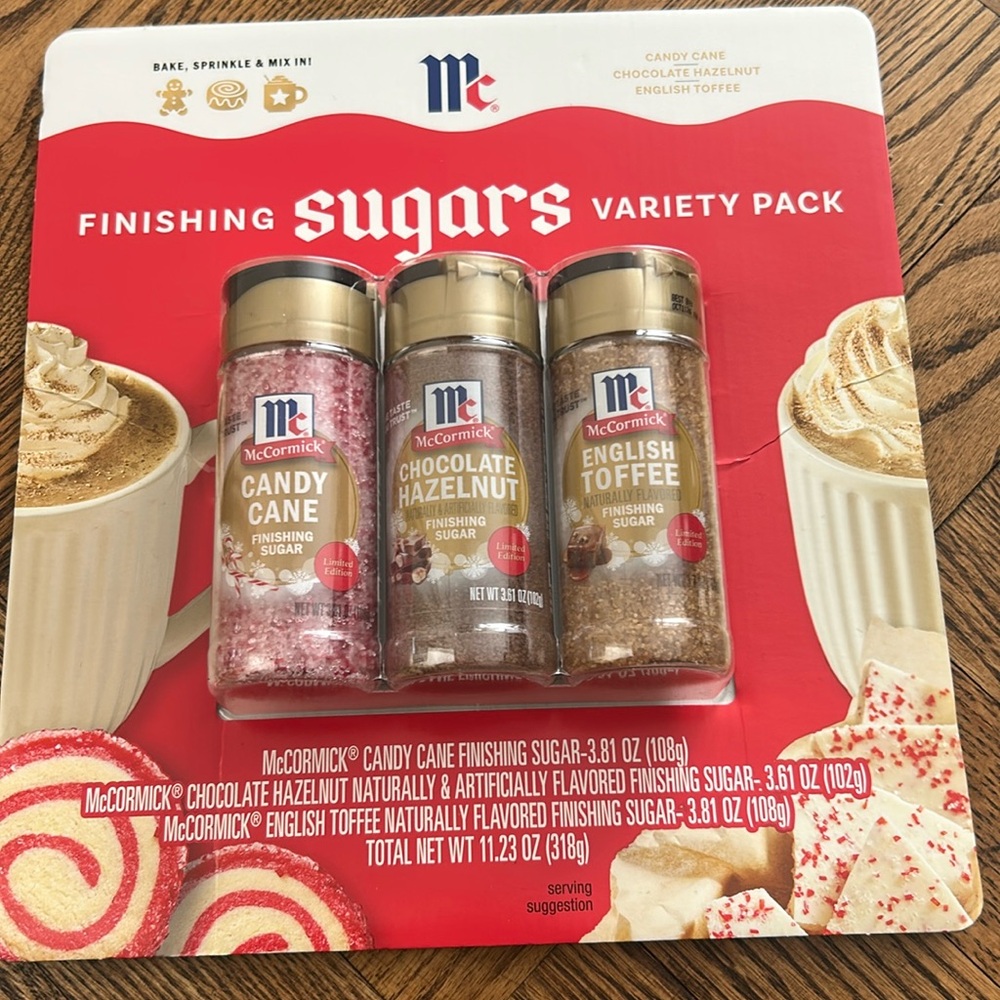 McCormick Limited Edition Holiday Finishing Sugar Set Of 3 Flavors Baking